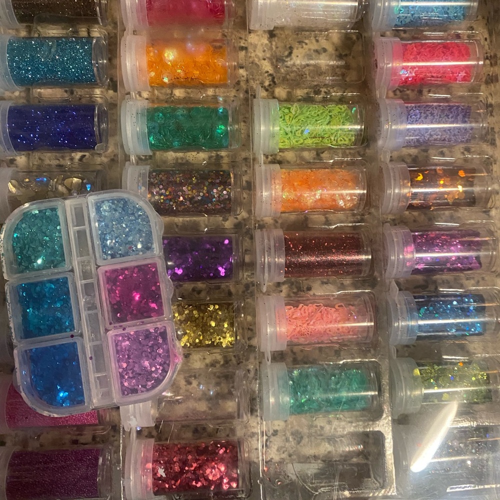Multicolor Glitter Nail Art Powder Set - Assorted Colors